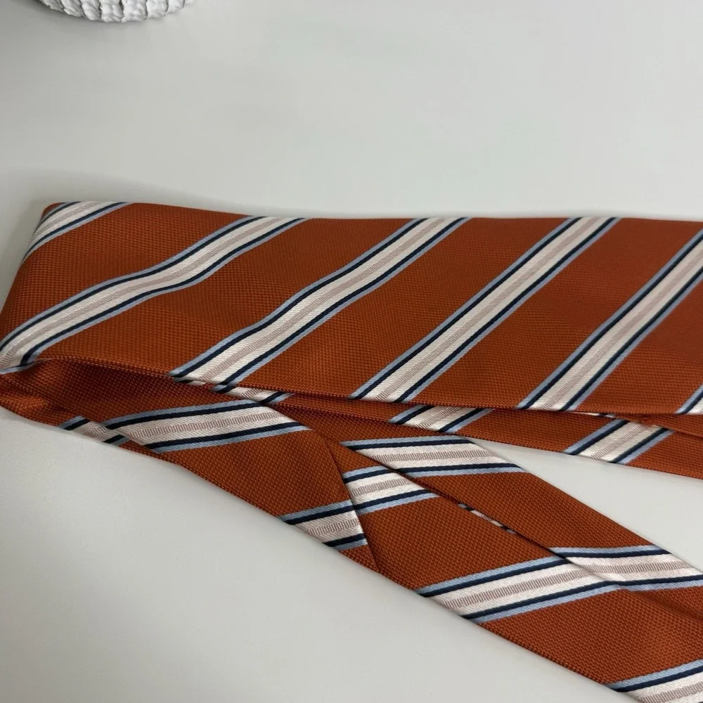 NWOT Nautica Men's Silk Necktie Stripe‎ Orange 3 7/8